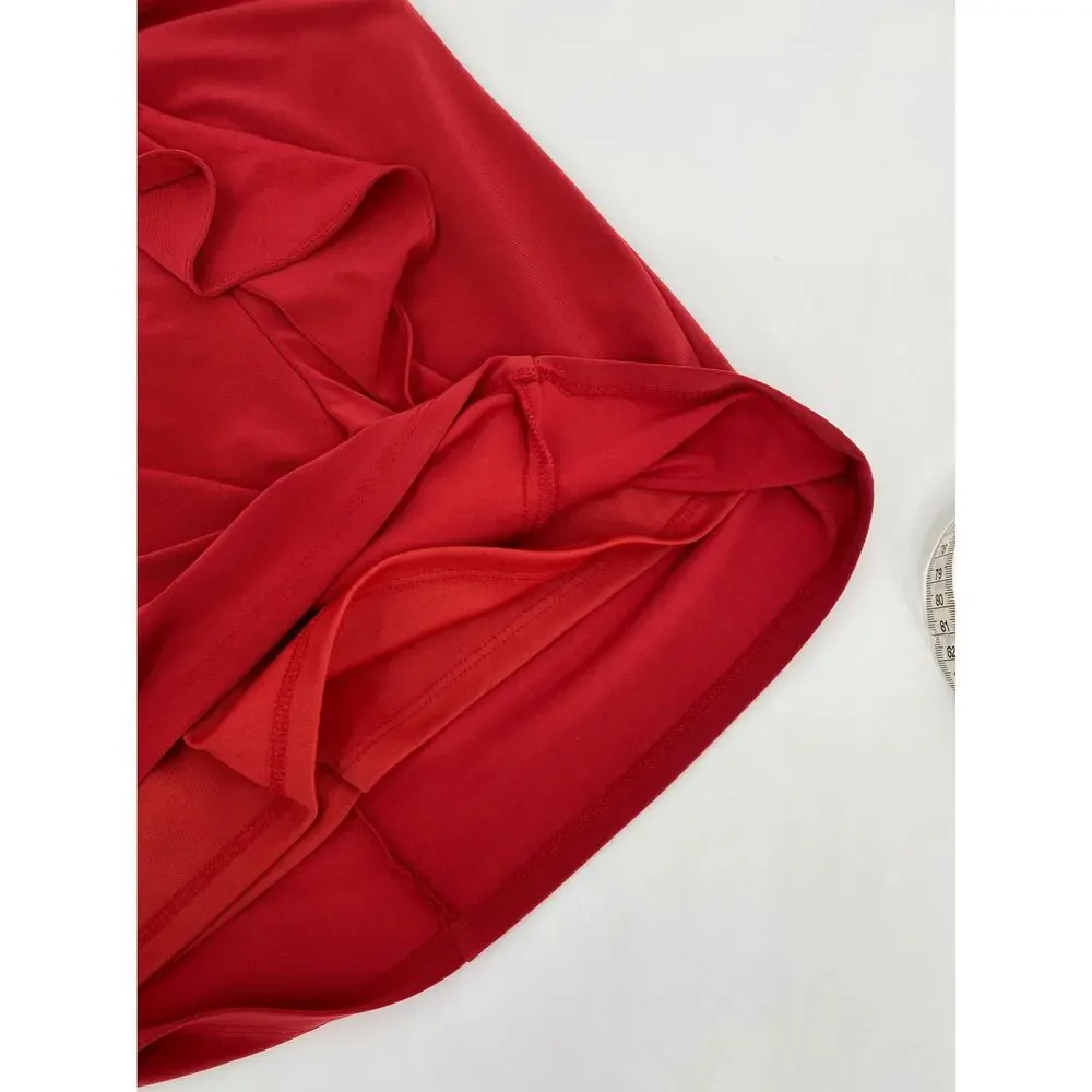 Evan Picone Cowl Neck Ruffle Detail Sheath Dress Red Size 8 - Picture 8 of 8